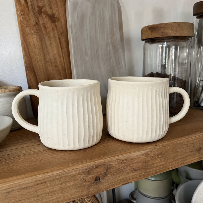 Denise's two matching handmade mugs
