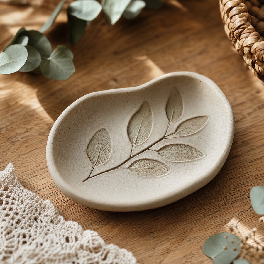 Pressed-leaf trinket dish